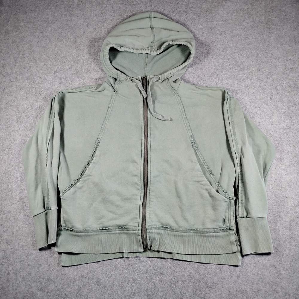 Free People Movement Only One Green Full Zip Hoodie Sweatshirt Cotton Women M